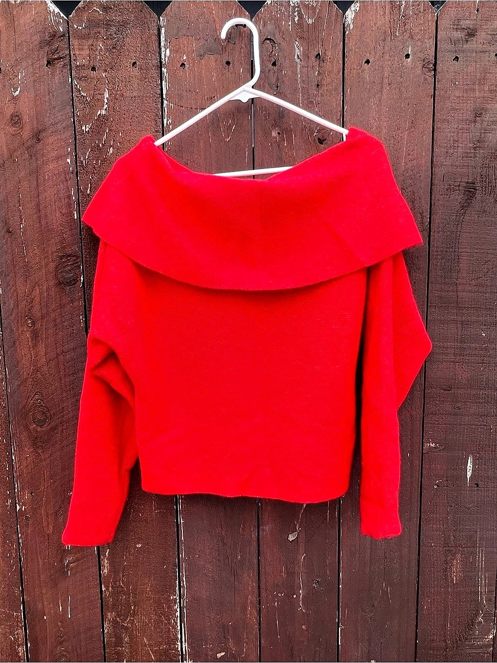 New York & Company Off-Shoulder Red Sweater